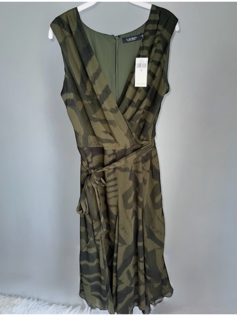 Lauren Ralph Lauren Green Midi Dress NWT Size 16 Fit & Flare - Picture 3 of 12